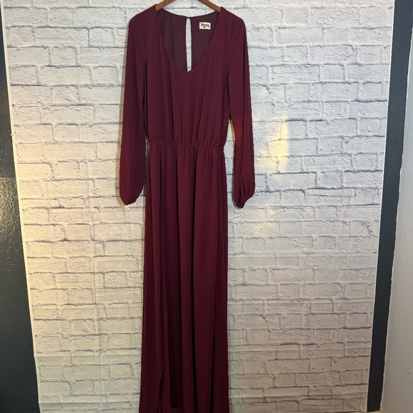 Show Me Your Mumu Jocelyn Burgundy Long Sleeve Maxi Dress - Picture 1 of 3